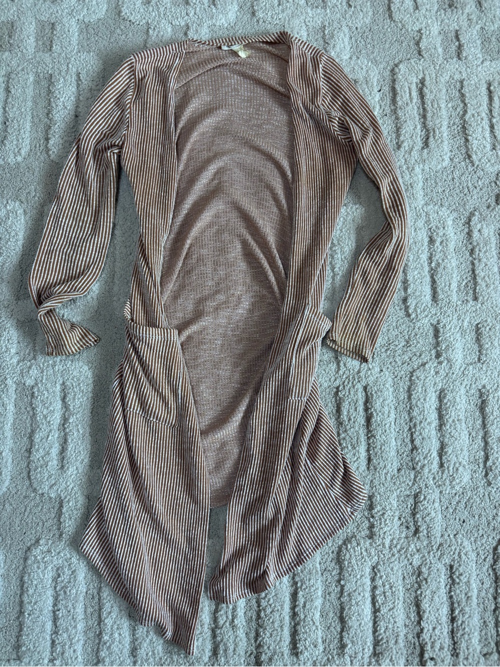 Caution To The Wind Striped Knit Cardigan - Brown & Cream